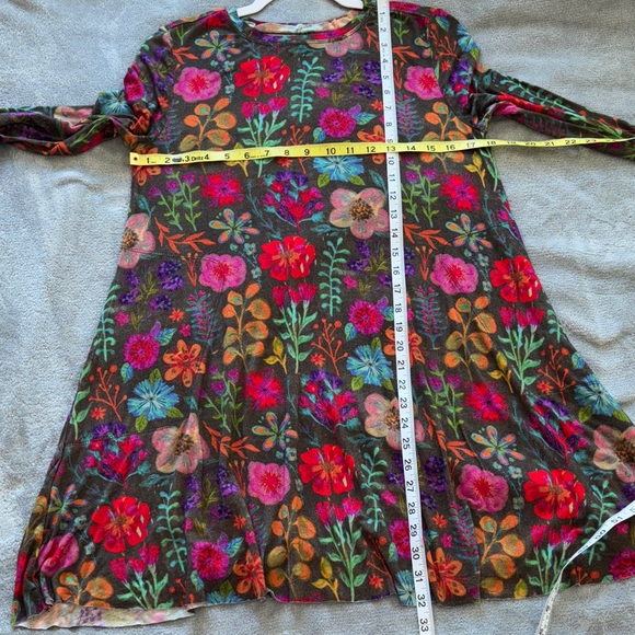 Natural Life Stevie "ButterSoft" Knit Mini Dress S rainbow garden long sleeve B - Picture 5 of 7